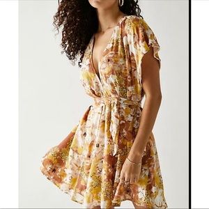 NWT Free People Freddy tie waist dress in Cocoa Combo